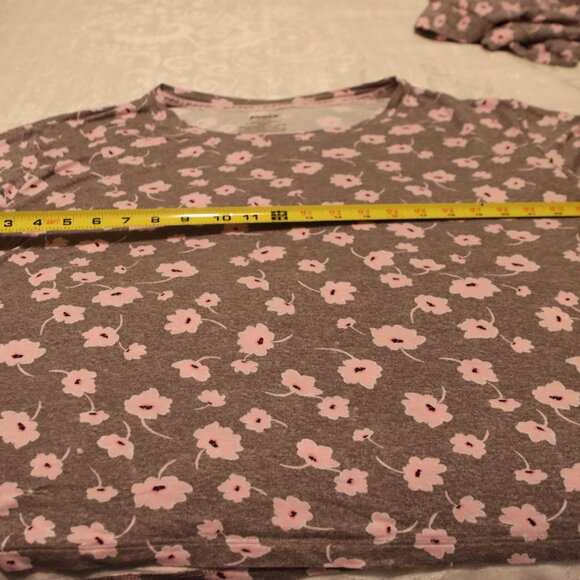 JoySpun Pajama Set Grey and Pink Short Sleeve Top and Drawstring Waist Short XL - Picture 12 of 16